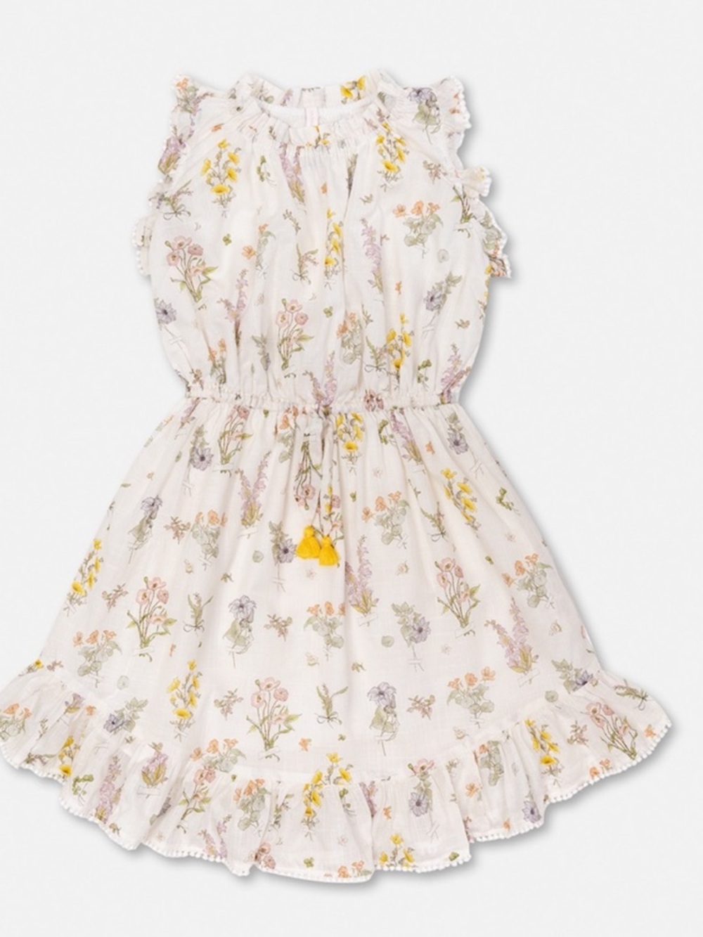 Zimmerman cotton Jeannie Floral Kids Dress with Ruffle Sleeves yellow 10